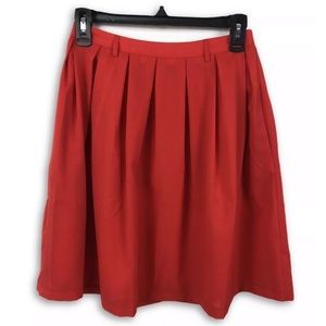 Comme Toi Anthropologie Red Pleated Skirt Small